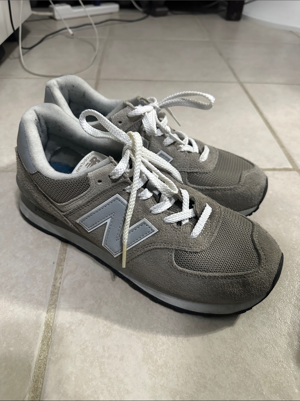 New Balance Men’s Grey Suede & Mesh Sneaker